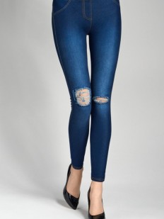 Женские джинсовые легинсы из хлопка с разрезами на коленках