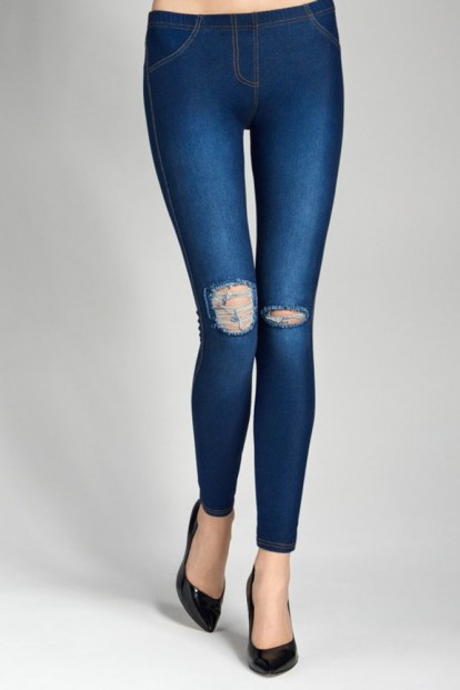 Джеггинсы с задними карманами и декоративными разрезами на коленках Marilyn Legginsy Jeans Rip 02 - фото 1