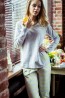 Теплая хлопковая женская пижама с полосатыми штанами KEY LNS 920 - фото 1