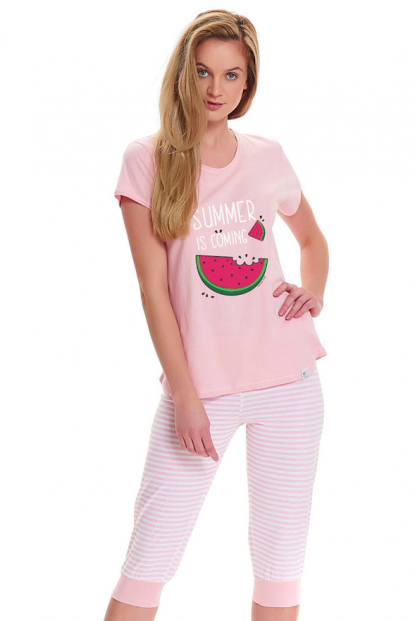 Летняя женская пижама с брюками и розовой футболкой Doctor Nap PM.9426 - фото 1