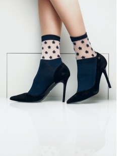 Стильные женские носки со звездами на прозрачной вставке