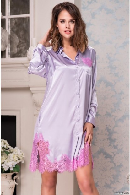 Женская шелковая лавандовая ночная рубашка Mia-Amore Bella 3377 - фото 1
