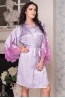 Шелковый женский лавандовый халат с кружевными рукавами Mia-Amore Bella 3373 - фото 1