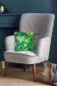 Декоративная бежевая подушка из рогожи для домашней и садовой мебели с рисунком из разноцветных листьев папортника - фото 2