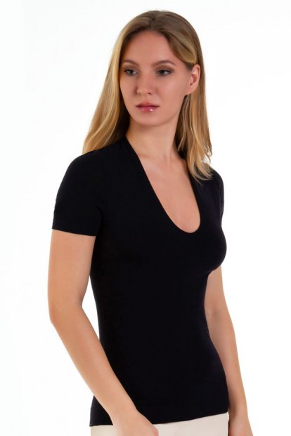 Бесшовная женская футболка с глубоким декольте  Mademoiselle t-shirt decolette scollo v (maglia decollete m/c) - фото 1