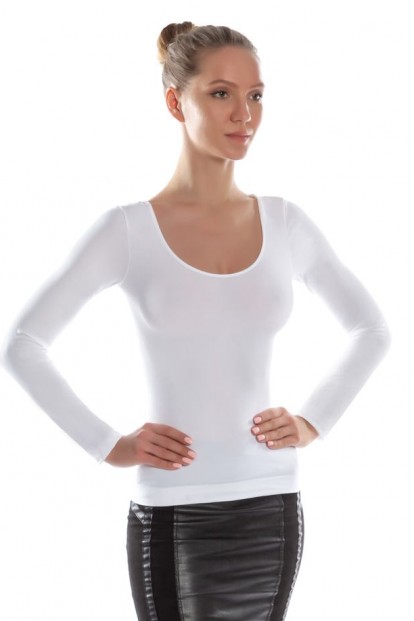 Бесшовная женская футболка из микрофибры с длинным рукавом Mademoiselle maglia scollo madonna m/l (bell) - фото 1