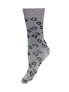 Женские серые носки с люрексом леопардовой расцветки