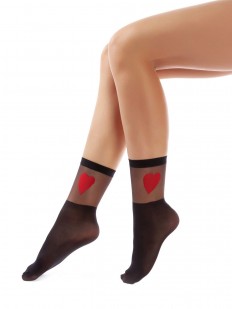 Женские носки 20 den с рисунком сердце