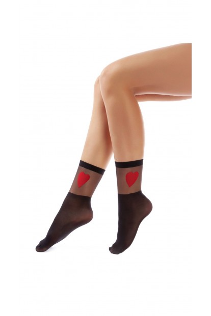 Женские тонкие эластичные носки с рисунком сердце Mademoiselle hart 20 den - фото 1