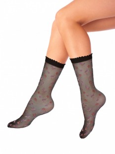 Тонкие женские носки с цветочным принтом 20 den