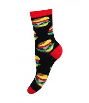 Женские высокие носки из хлопка с принтом гамбургер