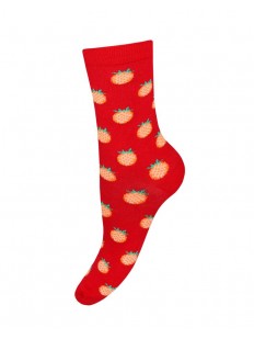 Красные женские носки из хлопка с принтом ананасики