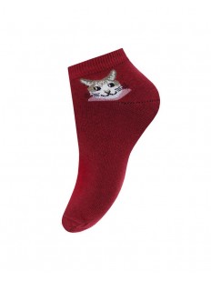 Бордовые женские носки из хлопка с принтом кошка