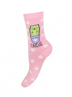 Розовые женские носки из хлопка с принтом кактус