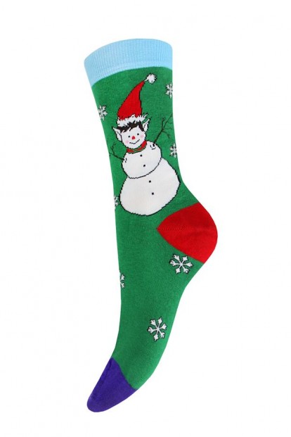 Новогодние женские носки из хлопка Mademoiselle снеговик - фото 1