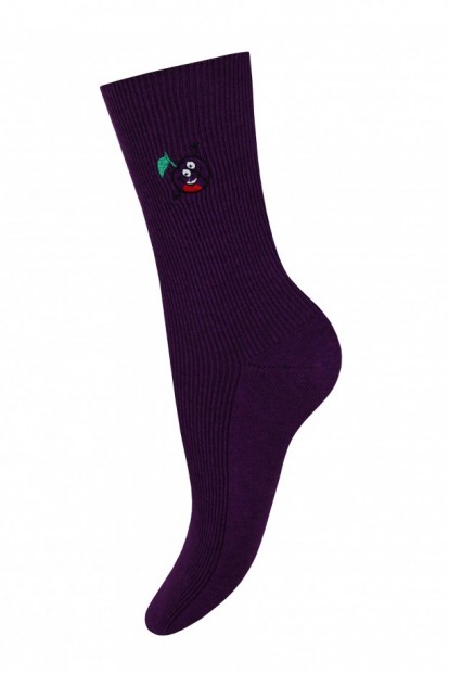 Женские яркие однотонные хлопковые носки с вышивкой Mademoiselle sc-1892-2 - фото 1