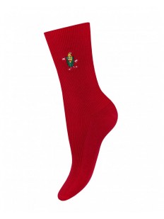 Красные женские носки из хлопка с вышивкой кукуруза