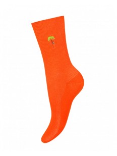 Оранжевые женские носки из хлопка с вышивкой морковка