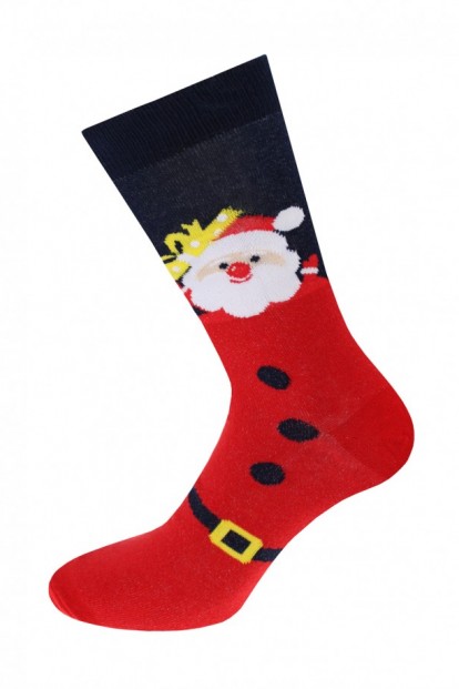 Мужские носки из хлопка с новогодним принтом Melle 34 дед мороз подарок - фото 1