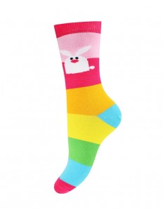 Разноцветные женские носки с принтом зайцы