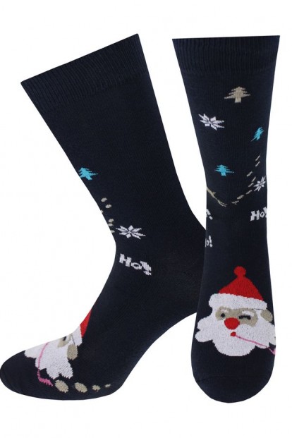 Мужские новогодние носки из хлопка Melle 34 дед мороз с трубкой - фото 1
