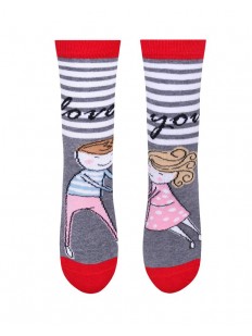 Серые женские носки из хлопка с надписью Love you