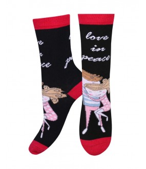 Черные женские носки из хлопка с надписью Love in peace