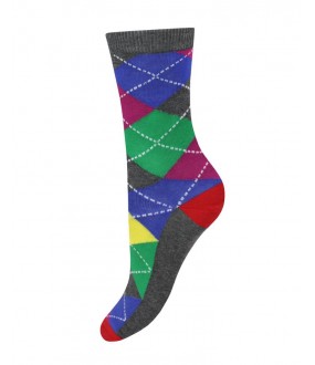 Женские носочки из хлопка с разноцветным геометрическим принтом