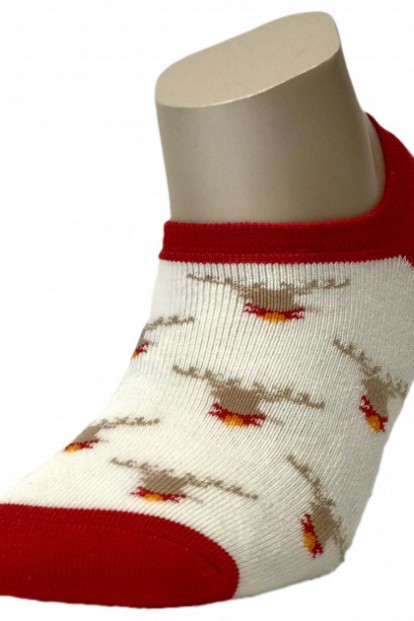 Женские короткие хлопковые носки с новогодним принтом Mademoiselle sc 092020-1615 олени - фото 1