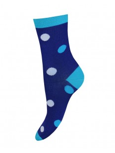 Синие женские носочки из хлопка с рисунком горох