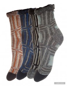 Женские средние хлопковые носки с геометрическим принтом
