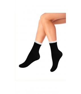 Женские однотонные капроновые носки с контрастной резинкой 40 den