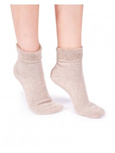 Бежевые женские теплые носки махровые изнутри