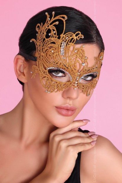 Женская золотая маска со стразами Livco corsetti fashion LC 0011 mask golden - фото 1