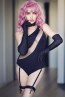 Женское черное боди со съемными подвязками и ассиметричным плечом Anais Jenny body - фото 5