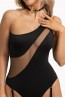 Женское черное боди со съемными подвязками и ассиметричным плечом Anais Jenny body - фото 3