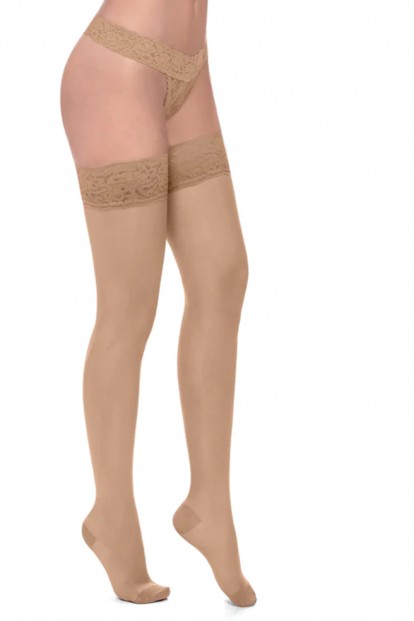 Классические женские самодержащиеся чулки телесного цвета с кружевной резинкой Silca Ca4116 calza nady 70 den  - фото 1