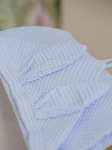 Голубое вафельное полотенце для новорожденных