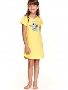 Желтая трикотажная сорочка для девочек с растительным принтом