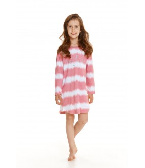 Розовая ночная сорочка для девочек с рисунком полоски