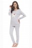 Женская хлопковая пижама с брюками и кофтой серая Doctor Nap PM.9313 - фото 4
