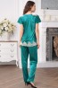Шелковая женская пижама цвета изумруд с брюками Mia-Amore Marilin Deluxe 3446 - фото 2