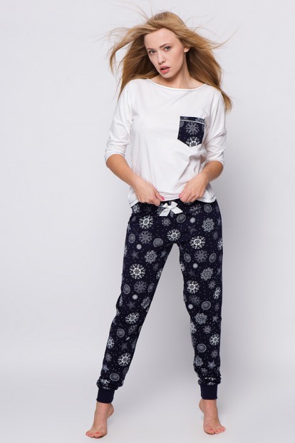 Женская хлопковая пижама с брюками и снежинками Sensis ANN - фото 1