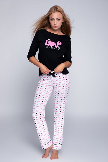 Хлопковая женская пижама LOVE с принтованными штанами Sensis BLAKE - фото 1