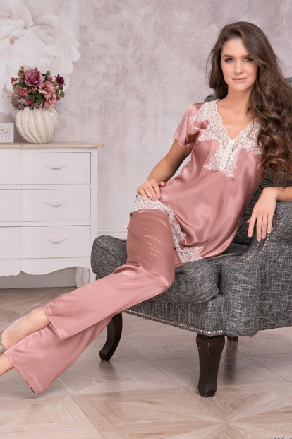 Шелковая женская пижама с брюками Mia-Amore Marilin Deluxe 3446 - фото 1