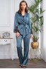 Женская атласная бирюзовая пижама с брюками Mia-Amore IRELAND 8756 - фото 1