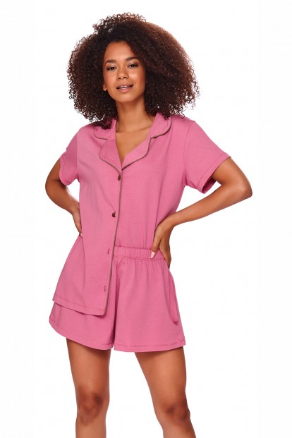 Розовая женская пижама с рубашкой на пуговицах Doctor Nap pm.4122 - фото 1