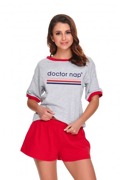 Женская пижама с красными шортами и футболкой Doctor Nap PM.9942 - фото 1