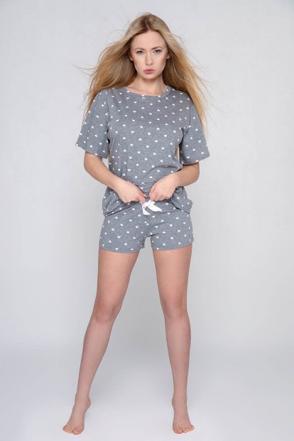 Летняя женская пижама с футболкой и шортами в сердечко Sensis JULIETA - фото 1
