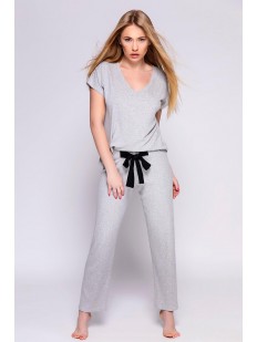 Женская трикотажная пижама с брюками из серой вискозы